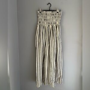 Universal Thread Gray & White Striped Smocked Strapless Maxi